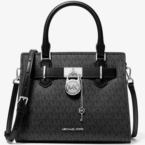 Michael Kors Hamilton Small Signature Logo Satchel Black Signature